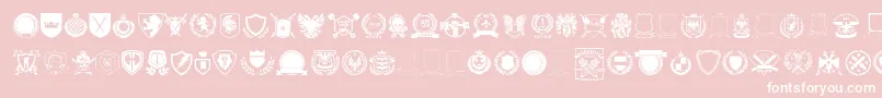Fonte Emblem vol1 – fontes brancas em um fundo rosa