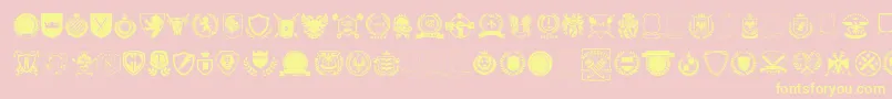 Fonte Emblem vol1 – fontes amarelas em um fundo rosa