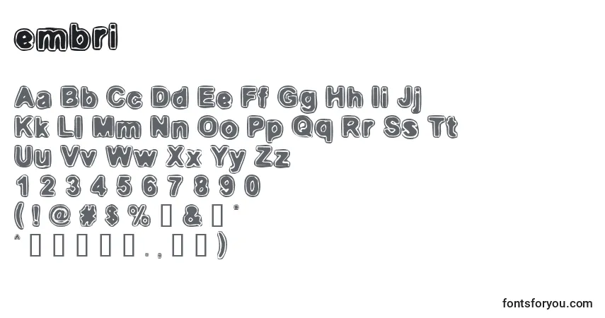 Czcionka Embri    (125927) – alfabet, cyfry, specjalne znaki