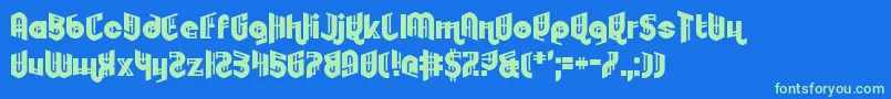 Embryonoid-Schriftart – Grüne Schriften auf blauem Hintergrund