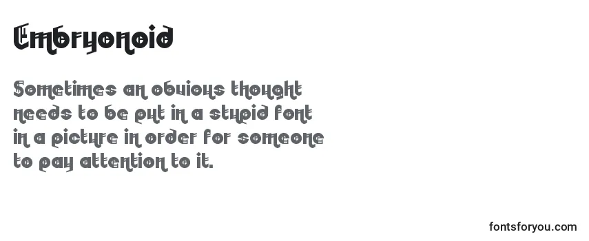 Review of the Embryonoid (125930) Font