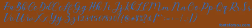 Emeley Script Font – Blue Fonts on Brown Background