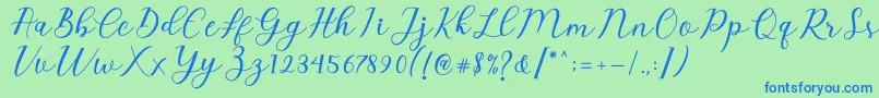 Emeley Script Font – Blue Fonts on Green Background