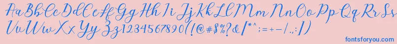 Emeley Script Font – Blue Fonts on Pink Background