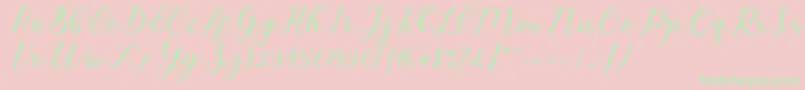 Emeley Script Font – Green Fonts on Pink Background