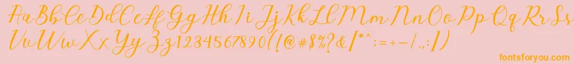 Emeley Script Font – Orange Fonts on Pink Background