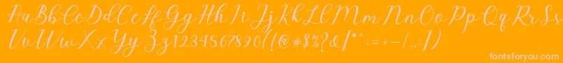 Emeley Script Font – Pink Fonts on Orange Background