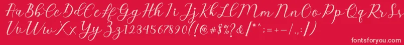 Emeley Script Font – Pink Fonts on Red Background