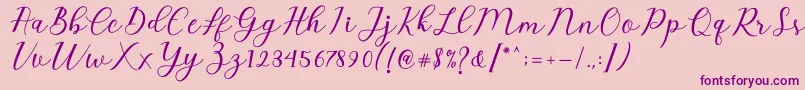 Emeley Script-Schriftart – Violette Schriften auf rosa Hintergrund