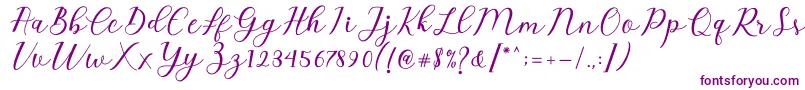 Emeley Script Font – Purple Fonts on White Background