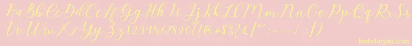 Emeley Script Font – Yellow Fonts on Pink Background