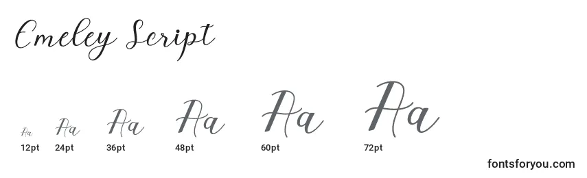 Размеры шрифта Emeley Script