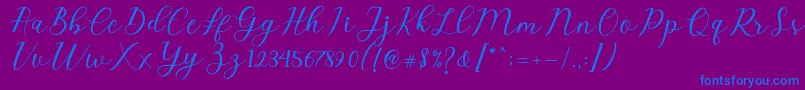 Emeley Script-Schriftart – Blaue Schriften auf violettem Hintergrund