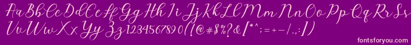 Emeley Script Font – Pink Fonts on Purple Background