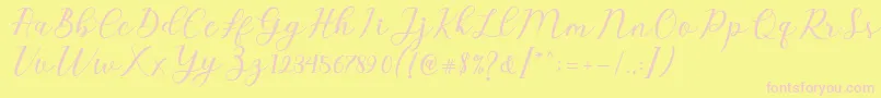 Emeley Script Font – Pink Fonts on Yellow Background