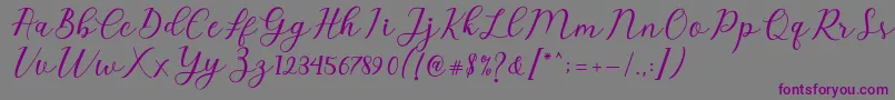 Emeley Script-Schriftart – Violette Schriften auf grauem Hintergrund