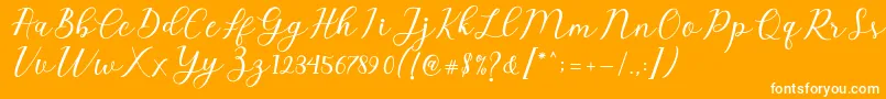 Emeley Script-Schriftart – Weiße Schriften auf orangefarbenem Hintergrund