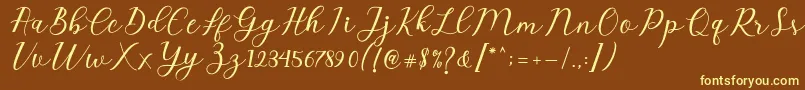 Шрифт Emeley Script – жёлтые шрифты на коричневом фоне