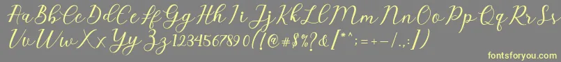 Emeley Script Font – Yellow Fonts on Gray Background