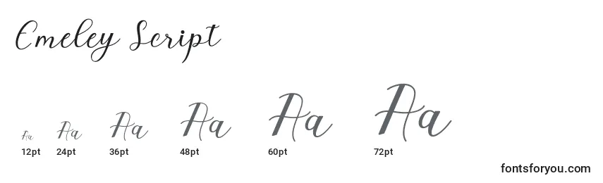 Размеры шрифта Emeley Script (125932)