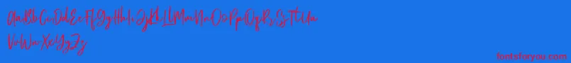 Emerisa Free-Schriftart – Rote Schriften auf blauem Hintergrund