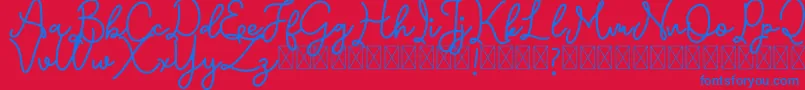 Emerttons Font – Blue Fonts on Red Background