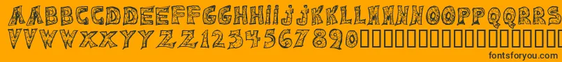 Fonte Emilie Regular – fontes pretas em um fundo laranja