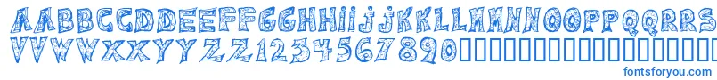 Emilie Regular-Schriftart – Blaue Schriften auf weißem Hintergrund