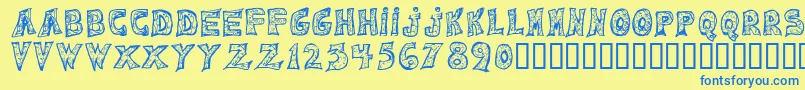 Emilie Regular Font – Blue Fonts on Yellow Background