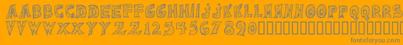 Emilie Regular-Schriftart – Graue Schriften auf orangefarbenem Hintergrund