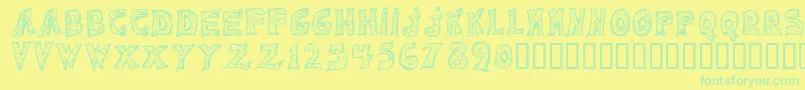 Emilie Regular Font – Green Fonts on Yellow Background