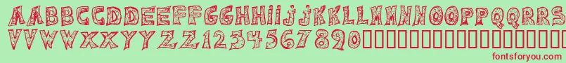 Emilie Regular Font – Red Fonts on Green Background