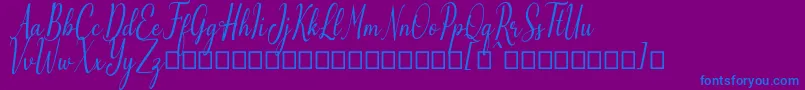 Emilyne Demo-Schriftart – Blaue Schriften auf violettem Hintergrund