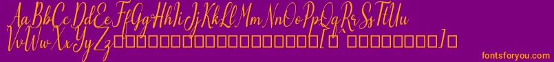 Emilyne Demo-Schriftart – Orangefarbene Schriften auf violettem Hintergrund