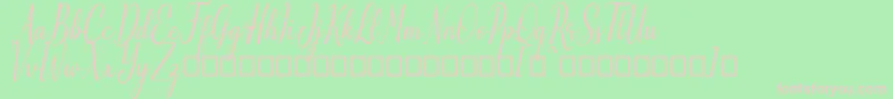 Emilyne Demo-fontti – vaaleanpunaiset fontit vihreällä taustalla