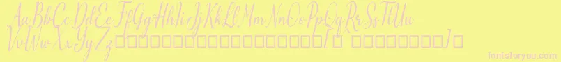 Emilyne Demo-fontti – vaaleanpunaiset fontit keltaisella taustalla