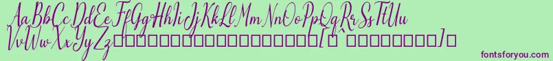 Emilyne Demo Font – Purple Fonts on Green Background