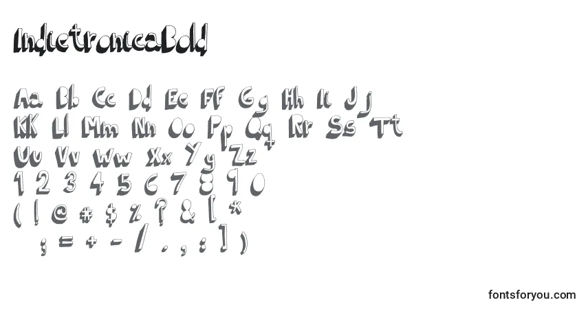 Schriftart IndietronicaBold – Alphabet, Zahlen, spezielle Symbole