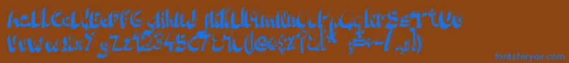 フォントIndietronicaBold – 茶色の背景に青い文字