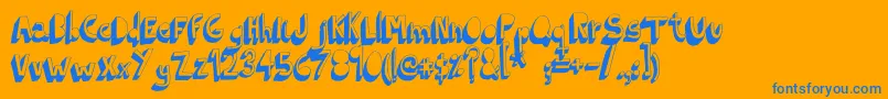 IndietronicaBold-fontti – siniset fontit oranssilla taustalla