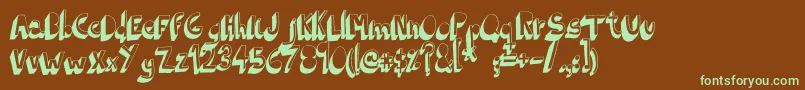 IndietronicaBold-fontti – vihreät fontit ruskealla taustalla