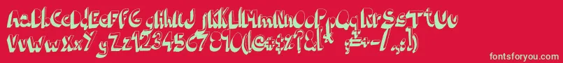 フォントIndietronicaBold – 赤い背景に緑の文字