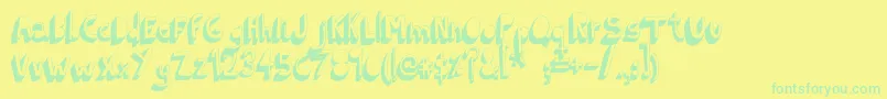 フォントIndietronicaBold – 黄色い背景に緑の文字