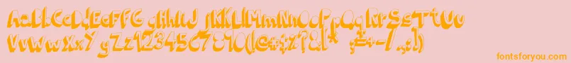 フォントIndietronicaBold – オレンジの文字がピンクの背景にあります。