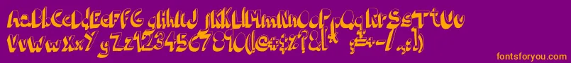 IndietronicaBold-fontti – oranssit fontit violetilla taustalla