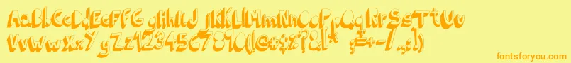 IndietronicaBold-Schriftart – Orangefarbene Schriften auf gelbem Hintergrund