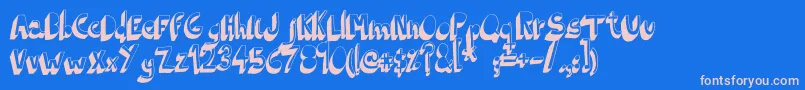 IndietronicaBold-fontti – vaaleanpunaiset fontit sinisellä taustalla