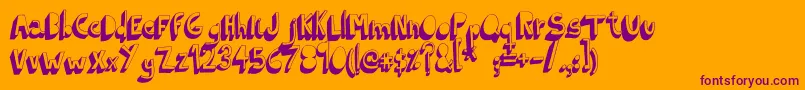 IndietronicaBold-fontti – violetit fontit oranssilla taustalla