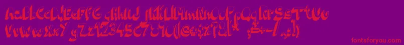 IndietronicaBold-fontti – punaiset fontit violetilla taustalla