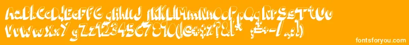 IndietronicaBold-fontti – valkoiset fontit oranssilla taustalla